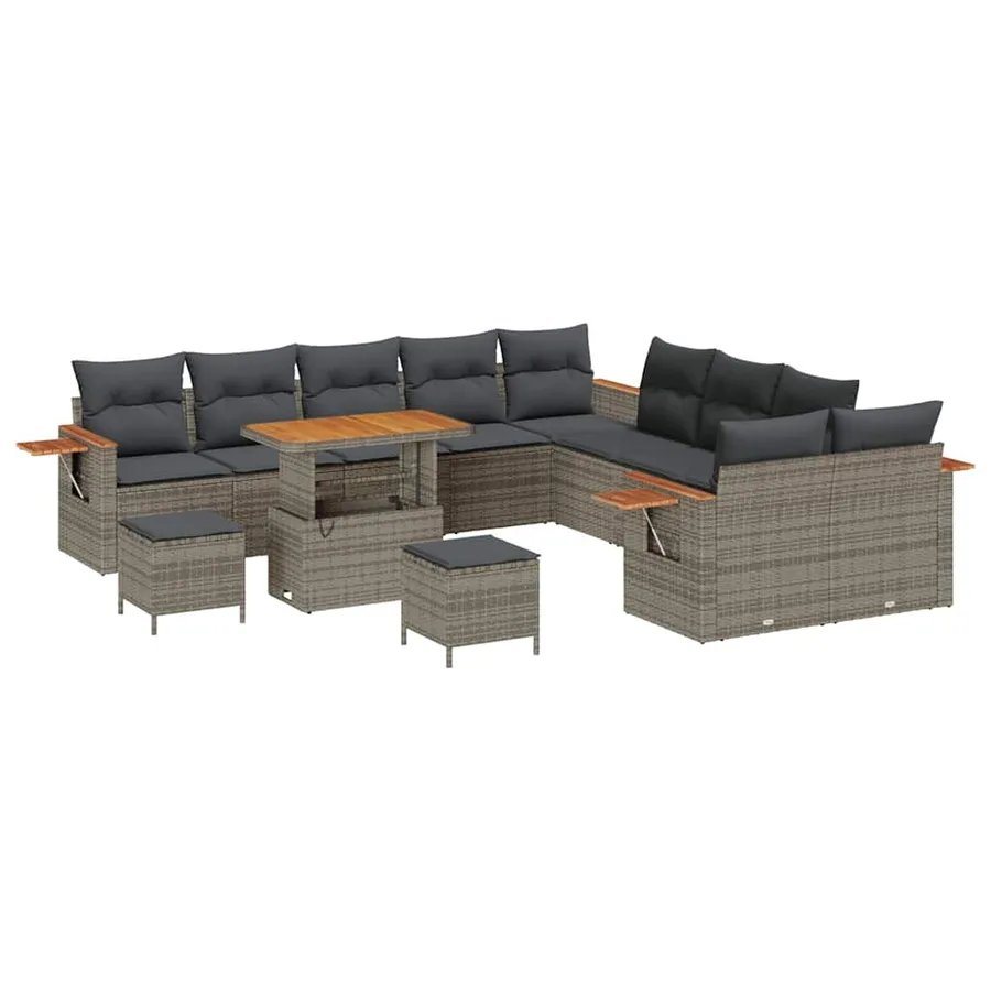 Ensemble de canapé de jardin avec coussin 17 pcs Gris polyrotin - 2