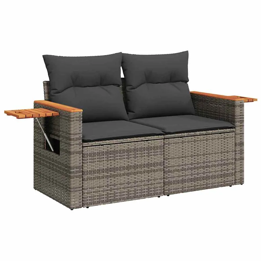 Ensemble de canapé de jardin avec coussin 17 pcs Gris polyrotin - 6