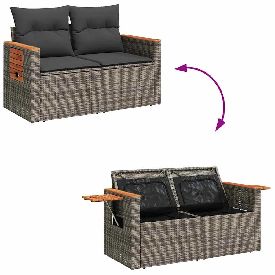 Ensemble de canapé de jardin avec coussin 17 pcs Gris polyrotin - 11