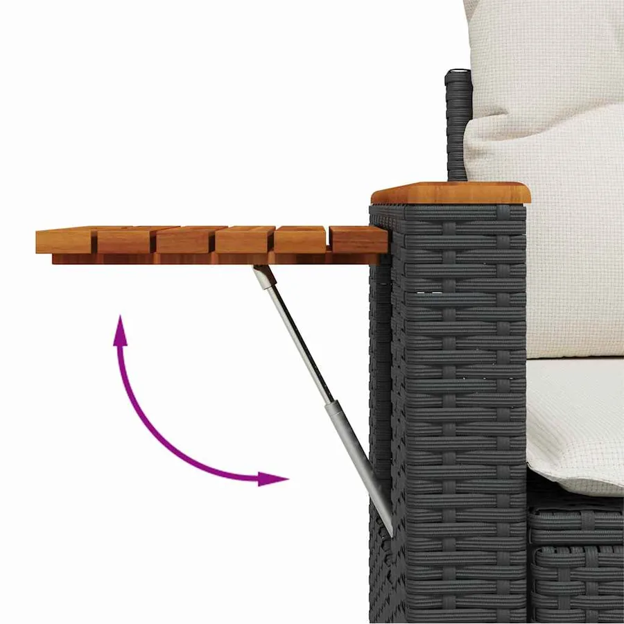 Ensemble de canapé de jardin 9 pcs Noir et Crème polyrotin - 14