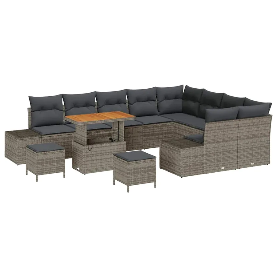Ensemble de canapé de jardin 12 pcs Gris Poly rotin - 2
