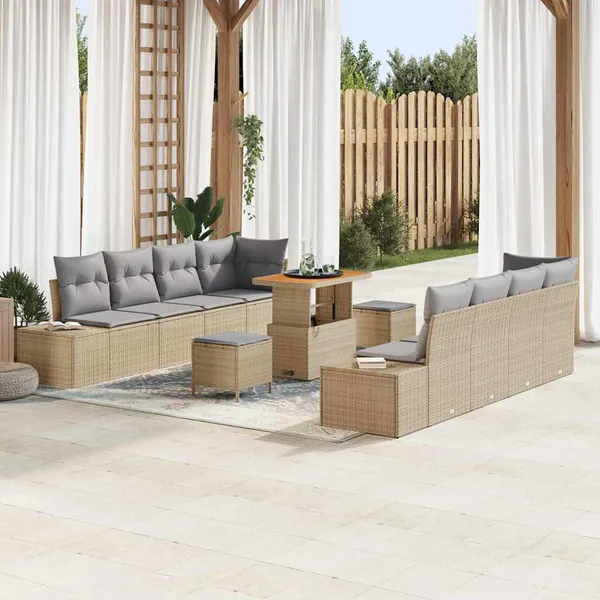 Ensemble de canapé de jardin Beige 90 x 55 x 71 cm Poly rotin