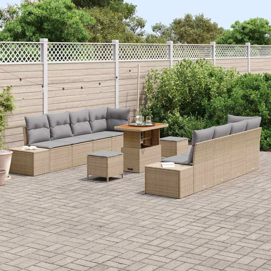 Ensemble de canapé de jardin Beige 90 x 55 x 71 cm Poly rotin - 3
