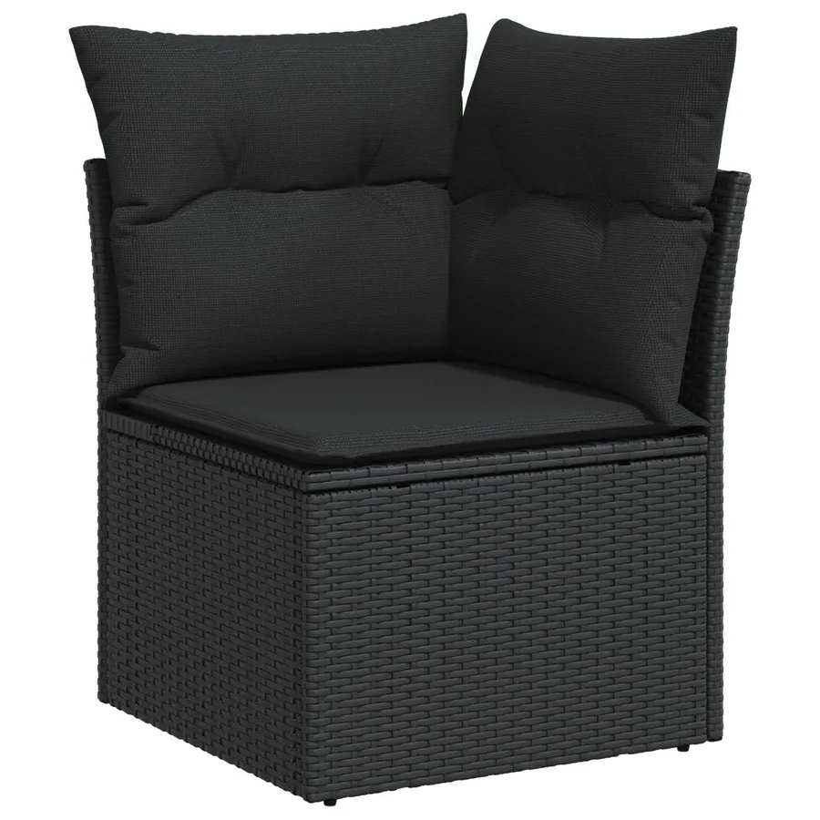 Ensemble de canapé de jardin avec coussin 9 pcs Noir Poly rotin - 4