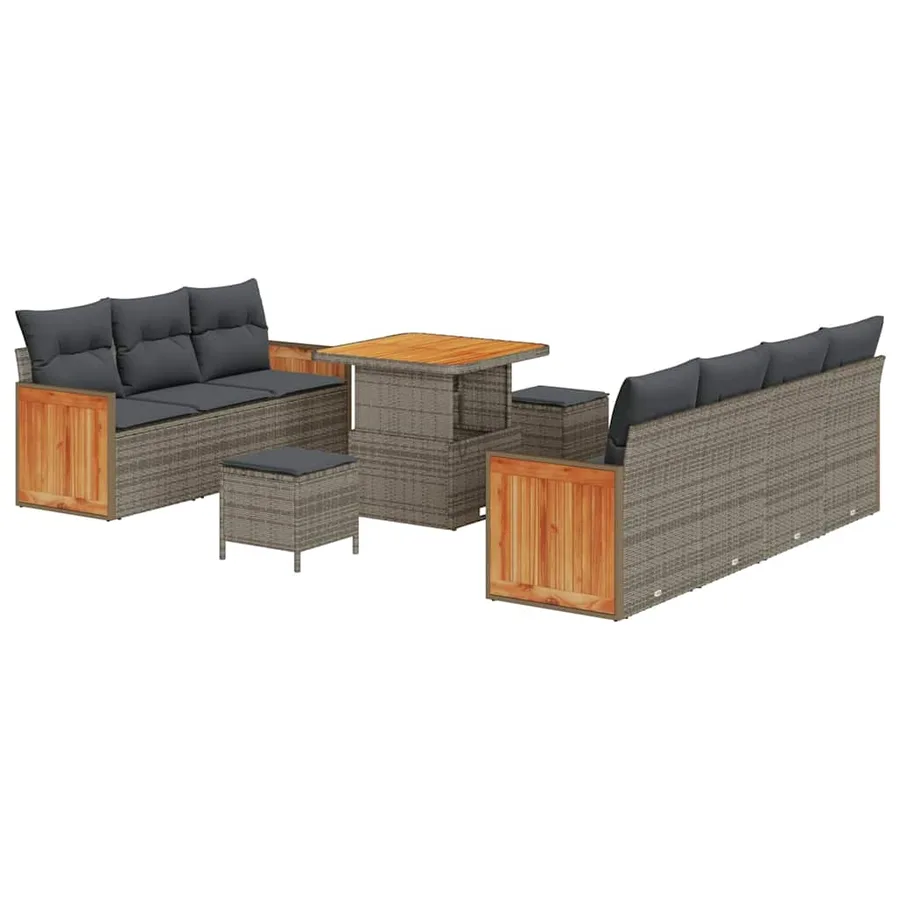 Ensemble de canapé de jardin avec coussin 13 pcs Gris polyrotin - 2