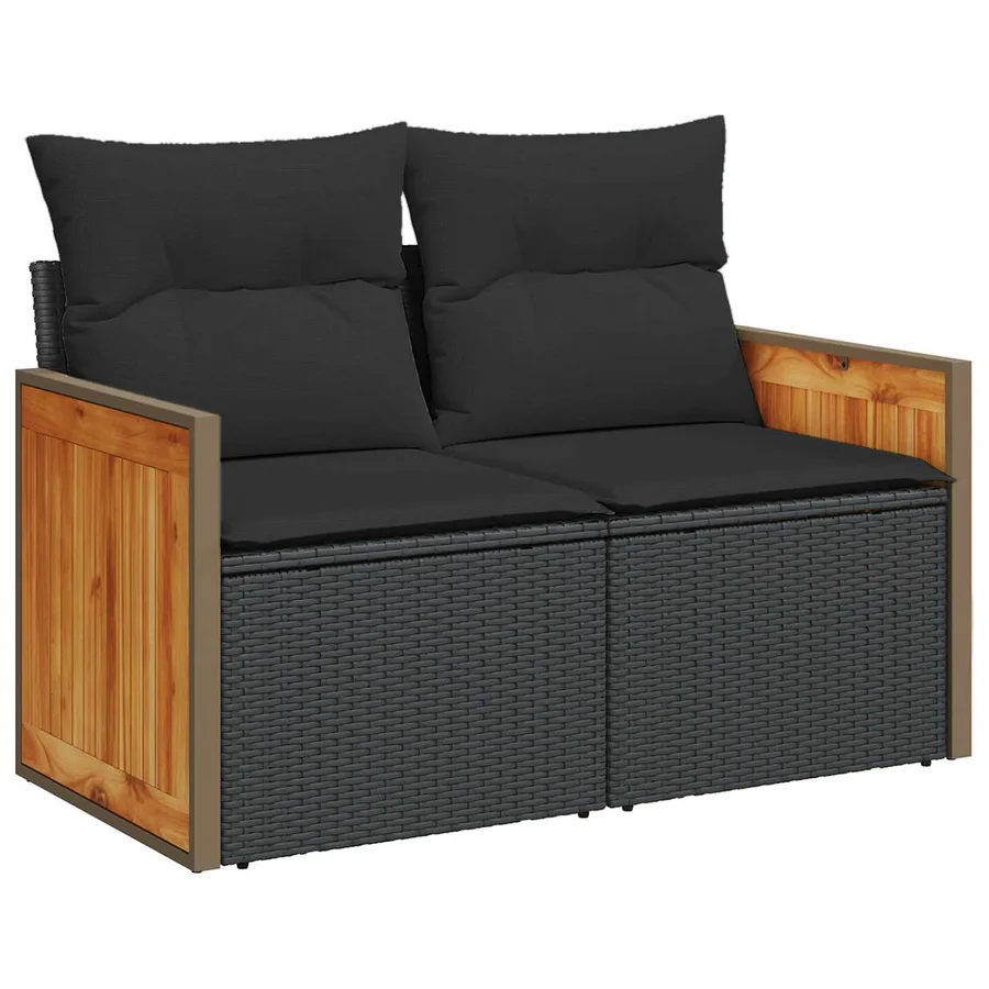 Ensemble de canapé de jardin avec coussin 12 pcs Noir polyrotin - 6