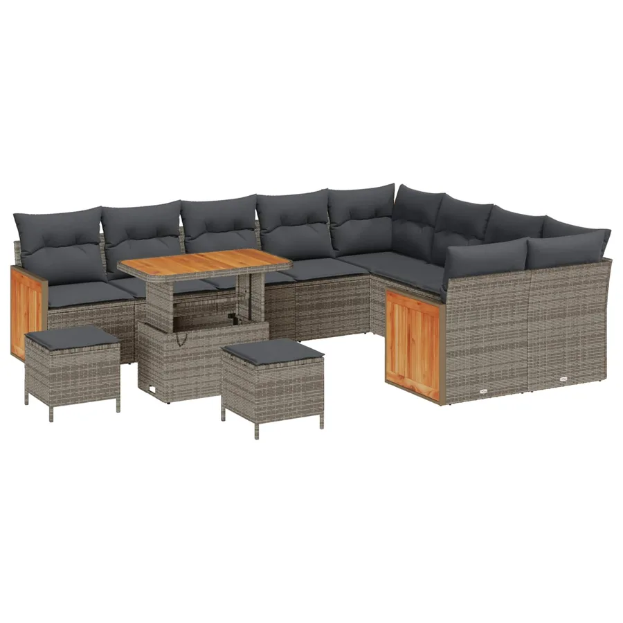 Ensemble de canapé de jardin avec coussin 12 pcs Gris - 2