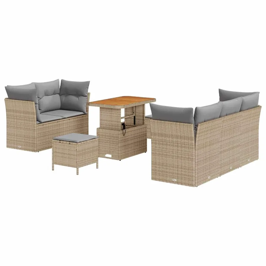 Ensemble de canapé de jardin 8 pcs beige et gris clair - 2