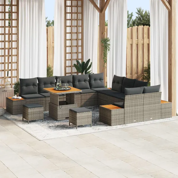 Ensemble de canapé de jardin avec coussin 13 pcs Gris