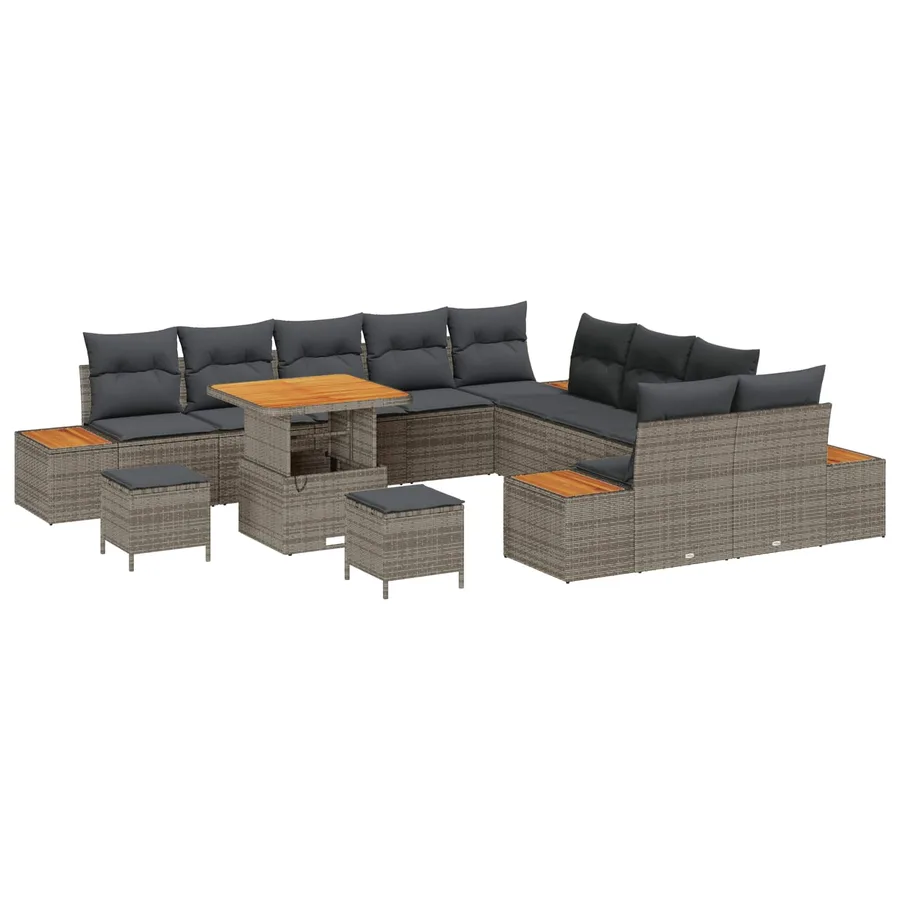 Ensemble de canapé de jardin avec coussin 13 pcs Gris - 2