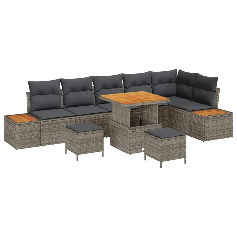 Ensemble de canapé de jardin avec coussin 9 pcs Gris - 2