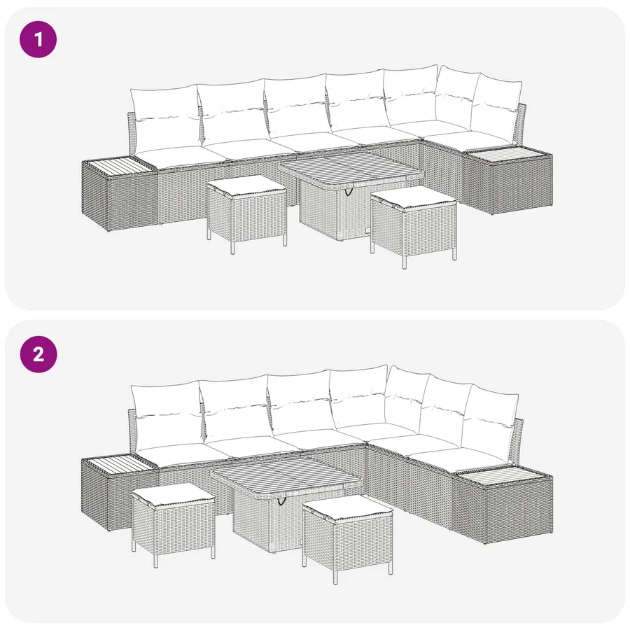 Ensemble de canapé de jardin avec coussin 9 pcs Gris - 8