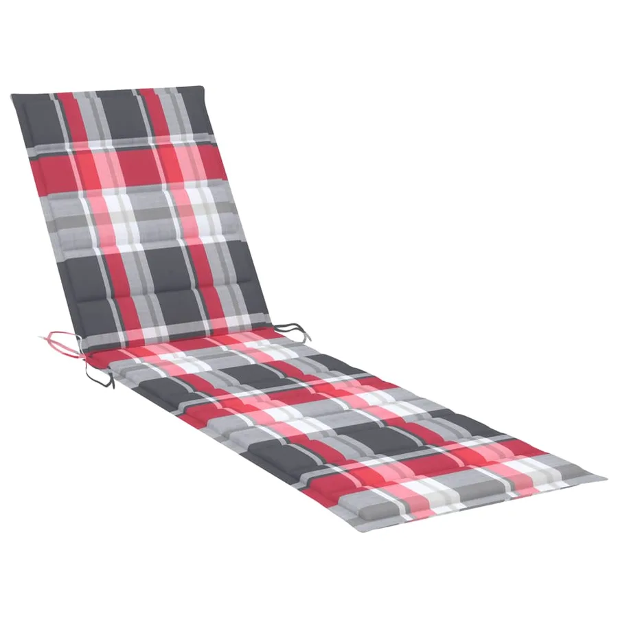 Chaises longues lot de 2 et coussin carreaux rouge Teck solide - 10