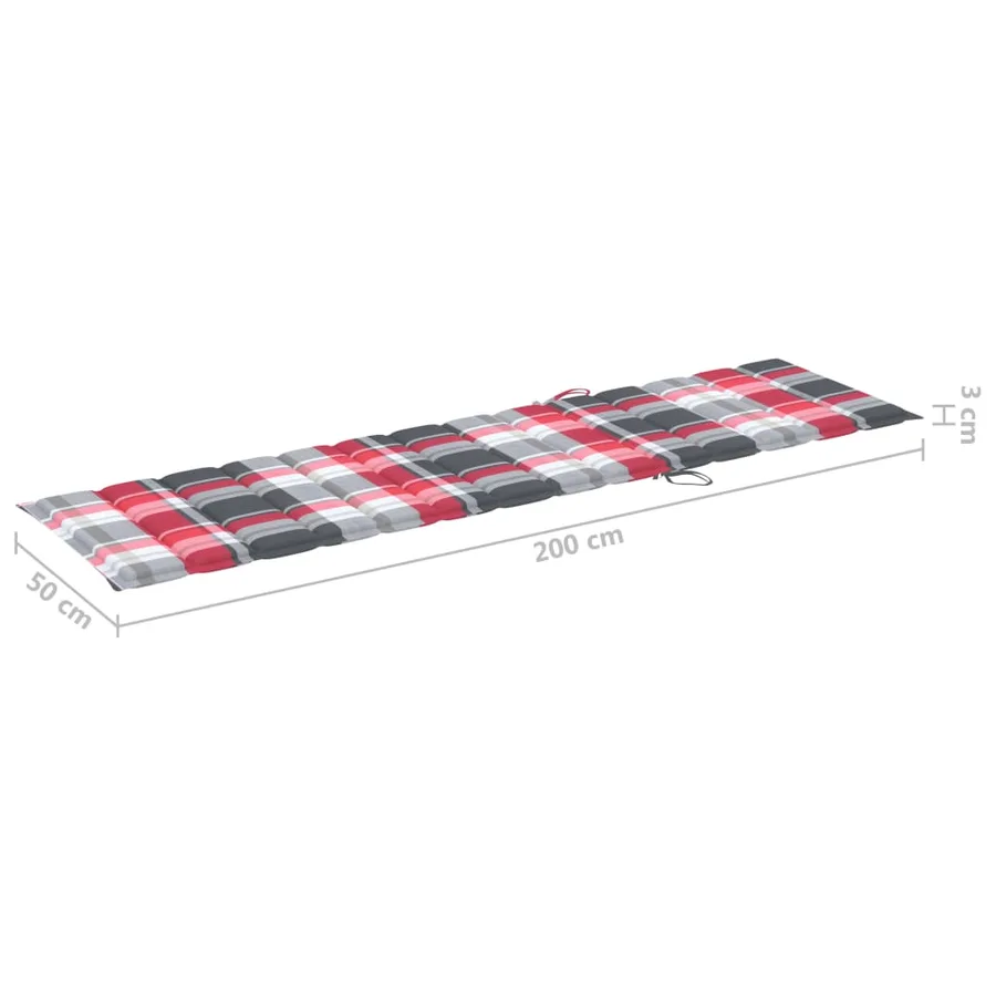 Chaises longues lot de 2 et coussin carreaux rouge Teck solide - 16