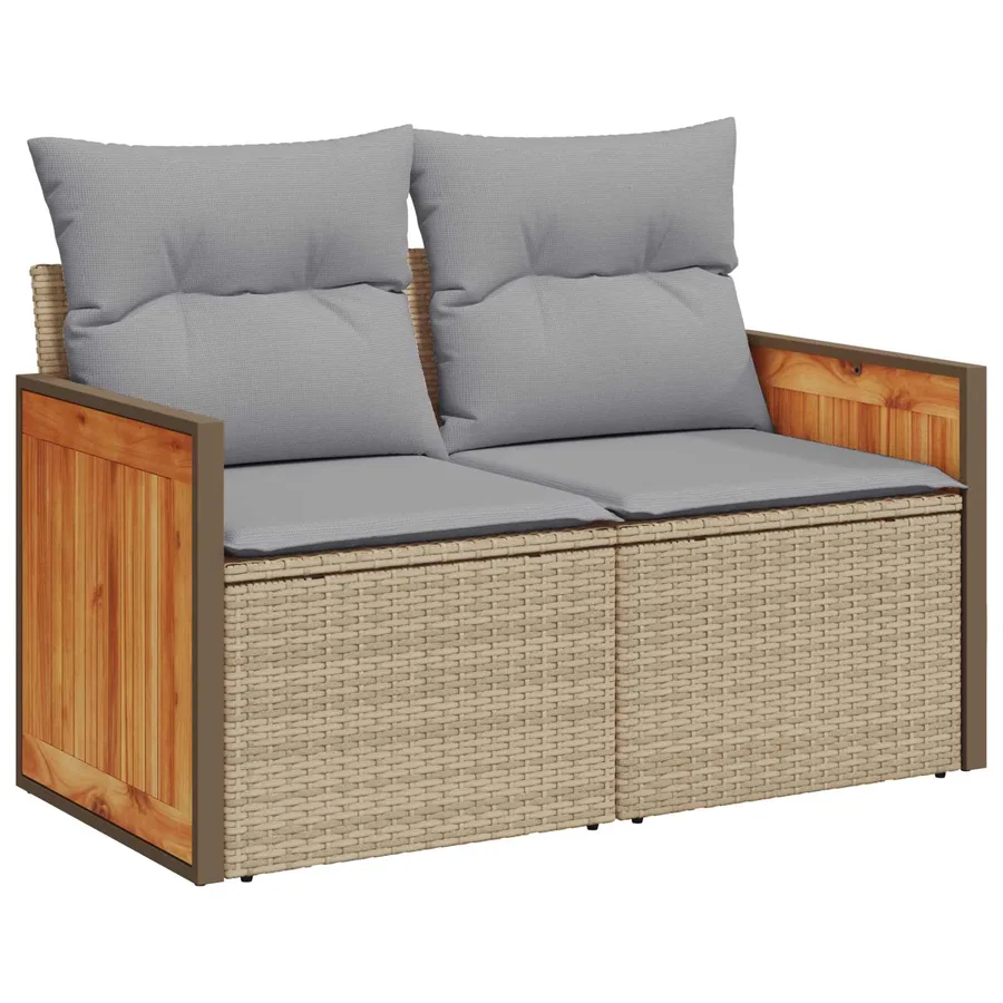 Ensemble de canapé de jardin 9 pcs Beige et Gris clair - 6