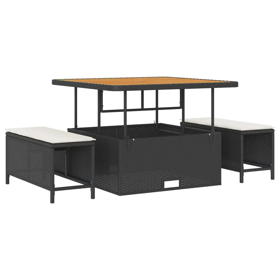 Ensemble de canapé de jardin avec coussin 11 pcs Noir et Crème - 4