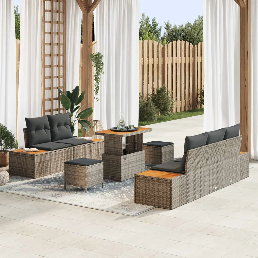 Ensemble de canapé de jardin avec coussin 8 pcs Gris