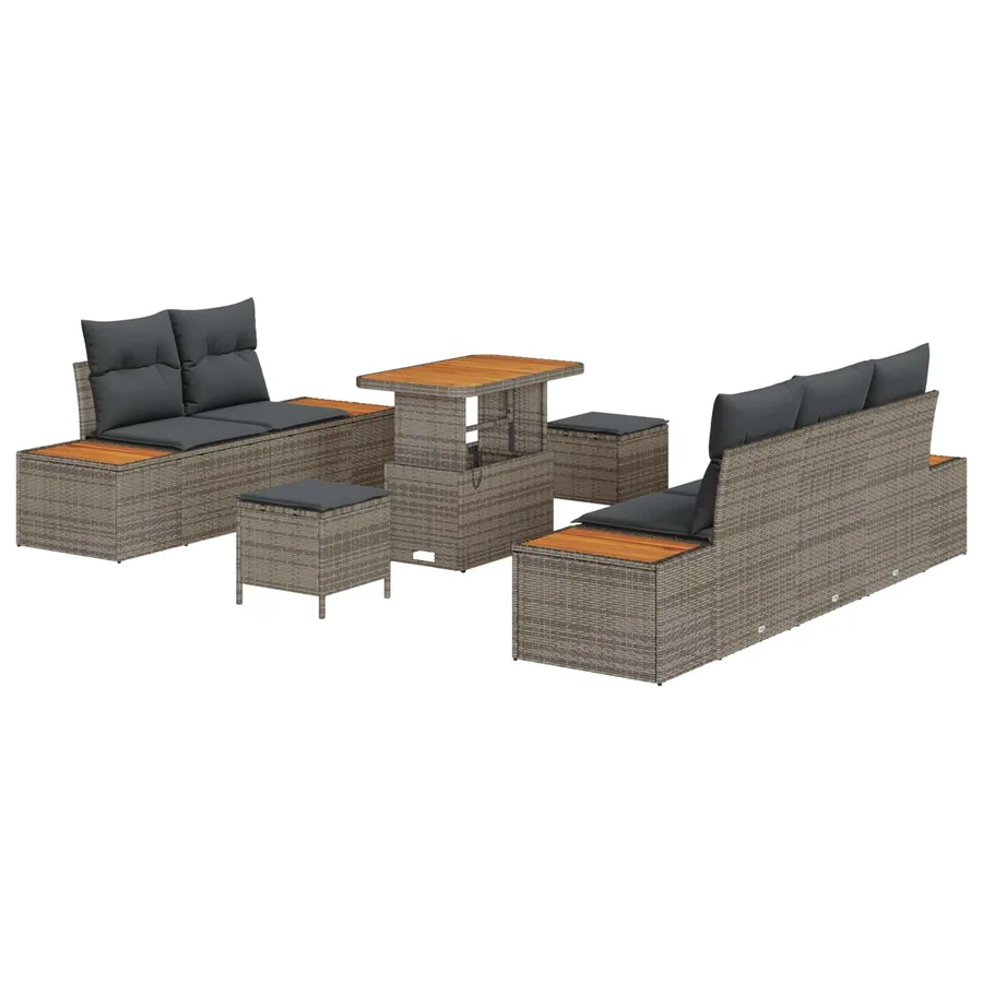 Ensemble de canapé de jardin avec coussin 8 pcs Gris - 2