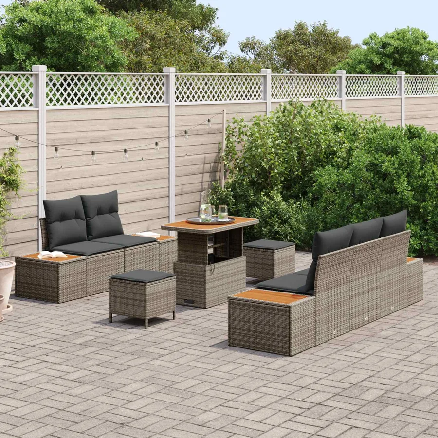 Ensemble de canapé de jardin avec coussin 8 pcs Gris - 3