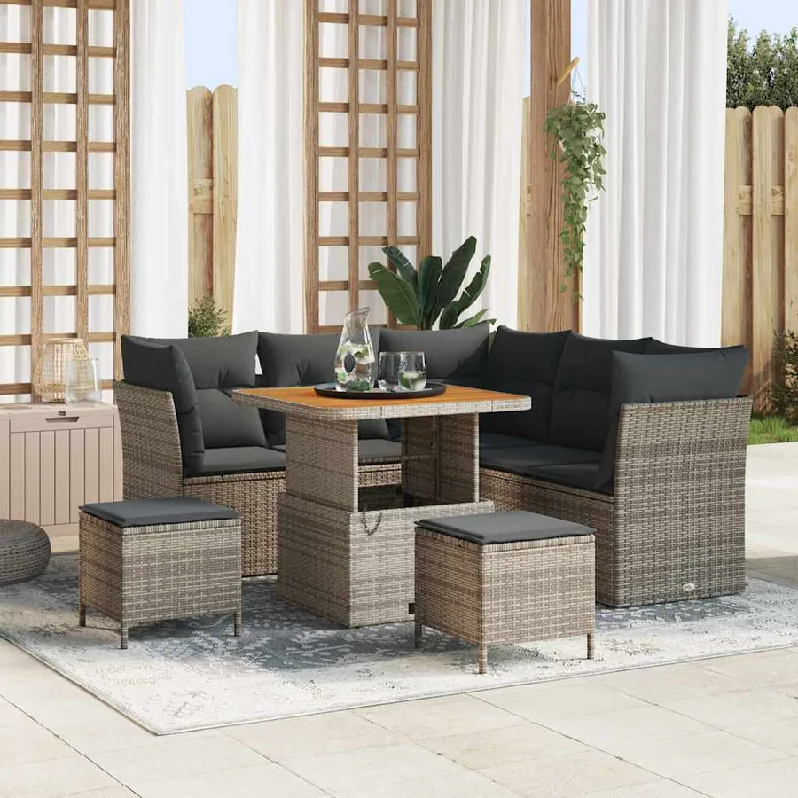 Ensemble de canapé de jardin avec coussin 8 pcs Gris