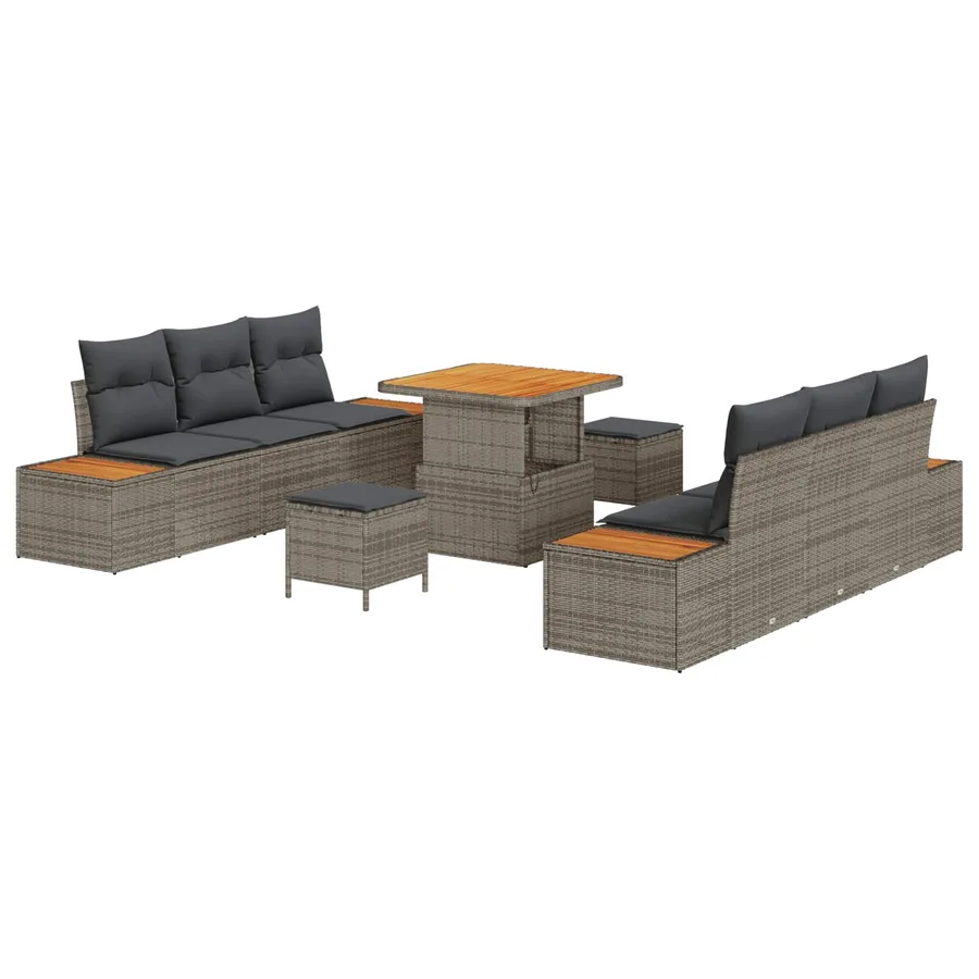 Ensemble de canapé de jardin avec coussin 9 pcs Gris - 2