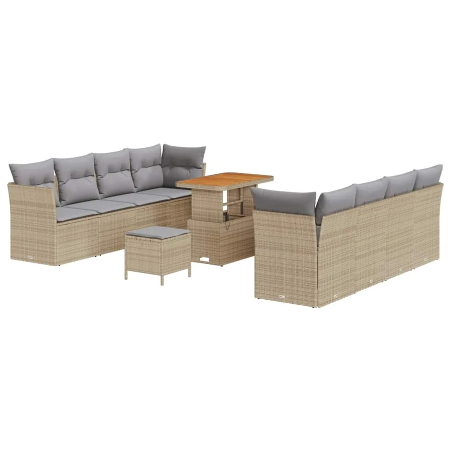 Ensemble de canapé de jardin 11 pcs beige et gris clair - 2