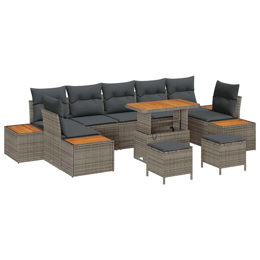 Ensemble de canapé de jardin avec coussin 10 pcs Gris - 2