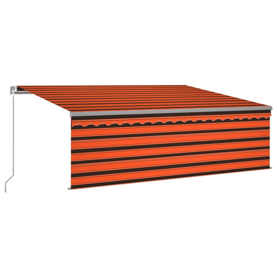 Auvent manuel rétractable avec store 4x3 m Orange et marron - 2