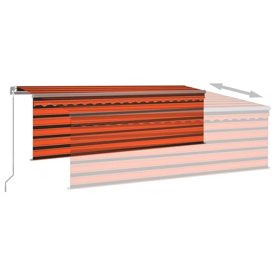Auvent manuel rétractable avec store 4x3 m Orange et marron - 6