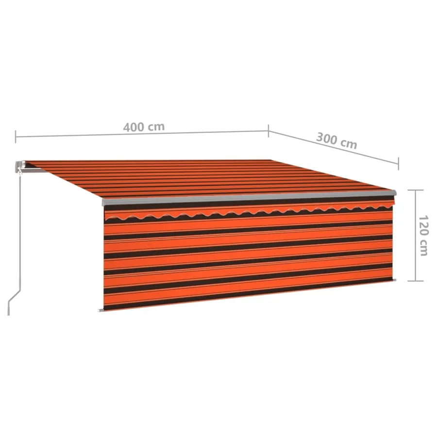 Auvent manuel rétractable avec store 4x3 m Orange et marron - 7