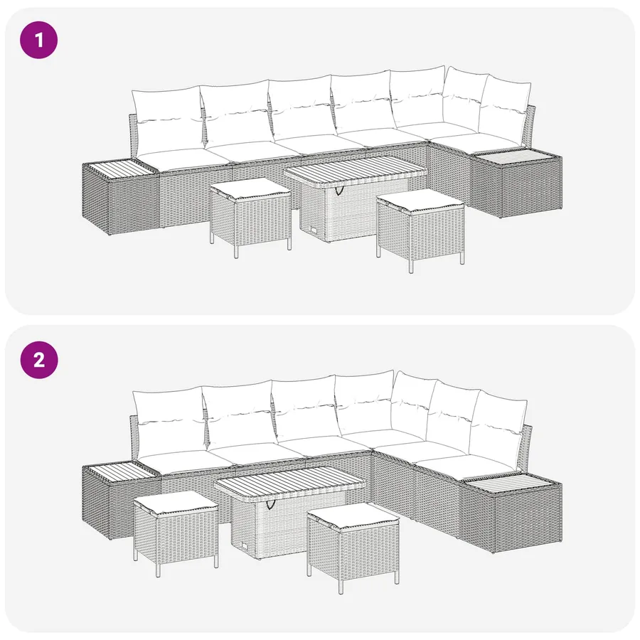 Ensemble de canapé de jardin avec coussin 9 pcs Gris - 10