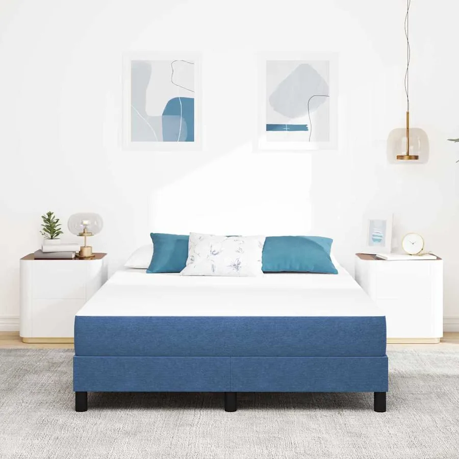 Matelas de Lit avec matelas Bleu 140 x 190 cm tissu - 3