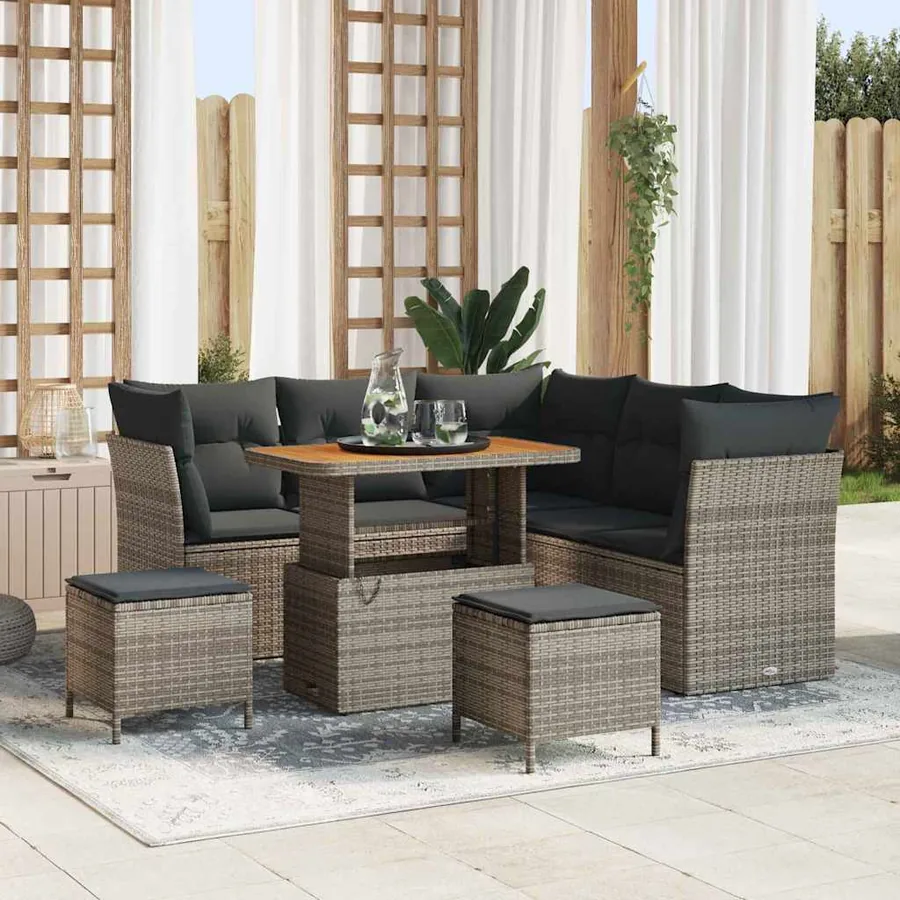 Ensemble de canapé de jardin avec coussin 8 pcs Gris