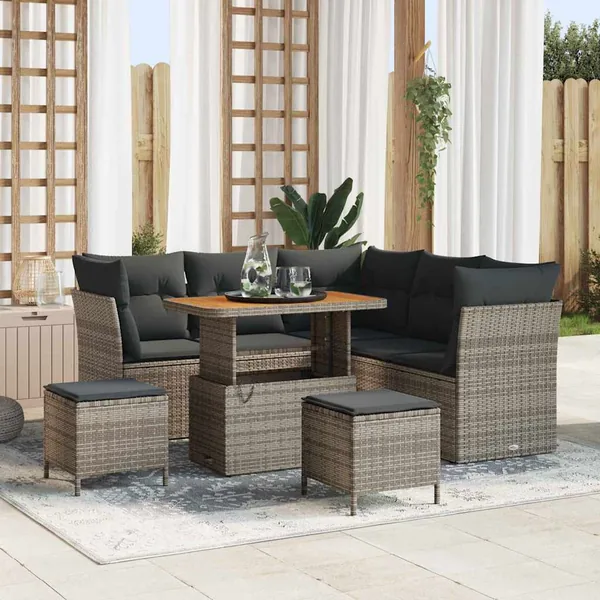 Ensemble de canapé de jardin avec coussin 8 pcs Gris
