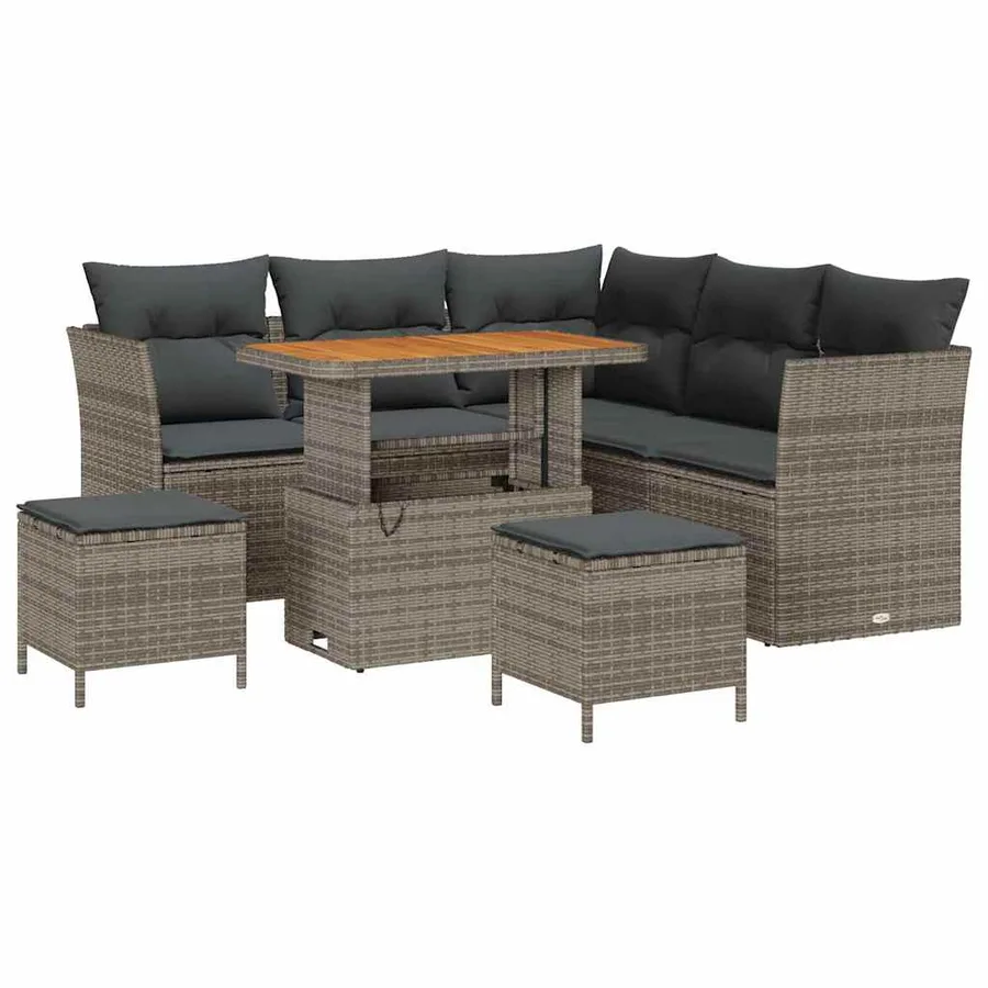 Ensemble de canapé de jardin avec coussin 8 pcs Gris - 2