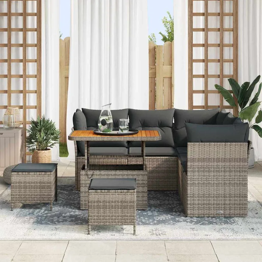 Ensemble de canapé de jardin avec coussin 8 pcs Gris - 3