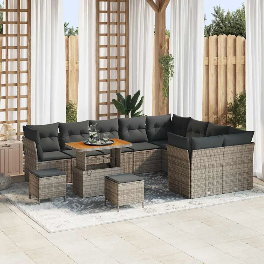 Ensemble de canapé de jardin avec coussin 12 pcs Gris