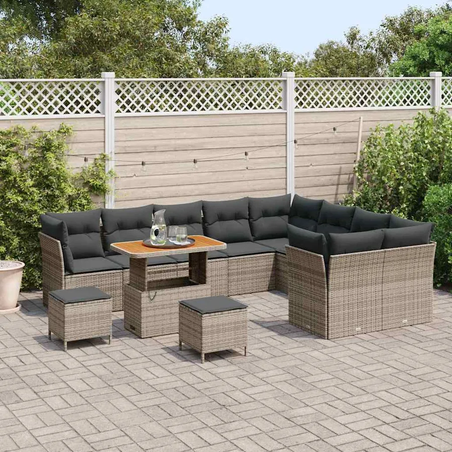 Ensemble de canapé de jardin avec coussin 12 pcs Gris - 3