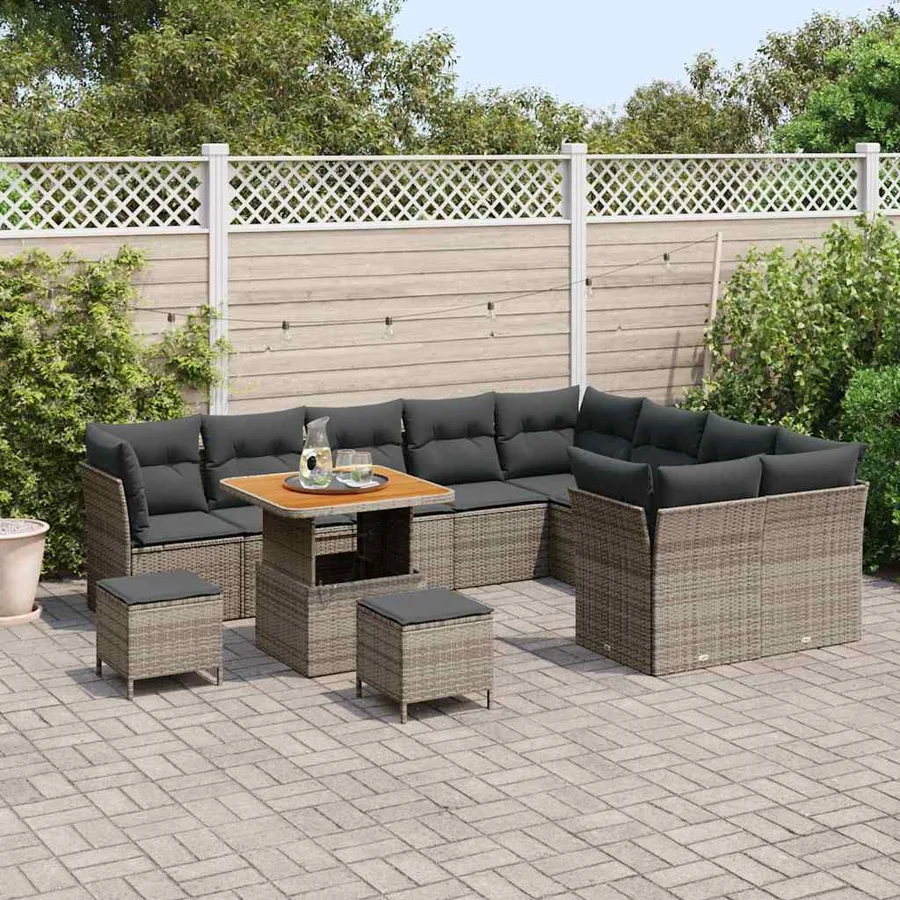 Ensemble de canapé de jardin avec coussin 12 pcs Gris - 3