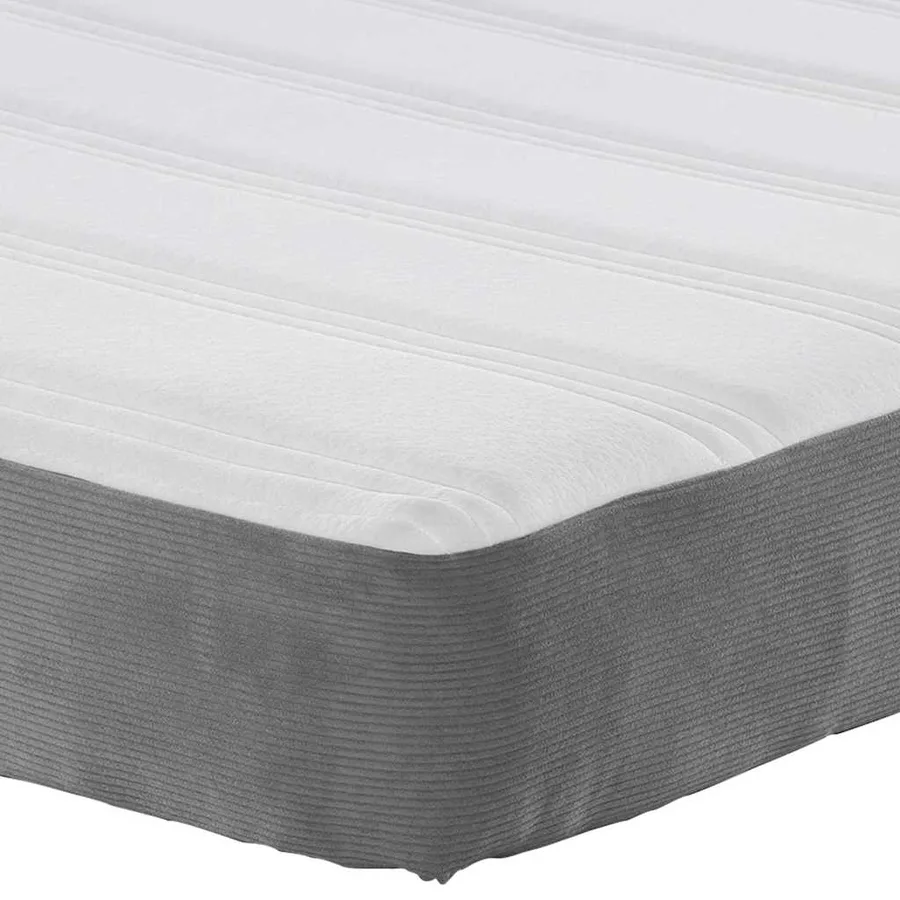 Matelas de Lit avec matelas Gris clair 160 x 200 cm tissu - 7