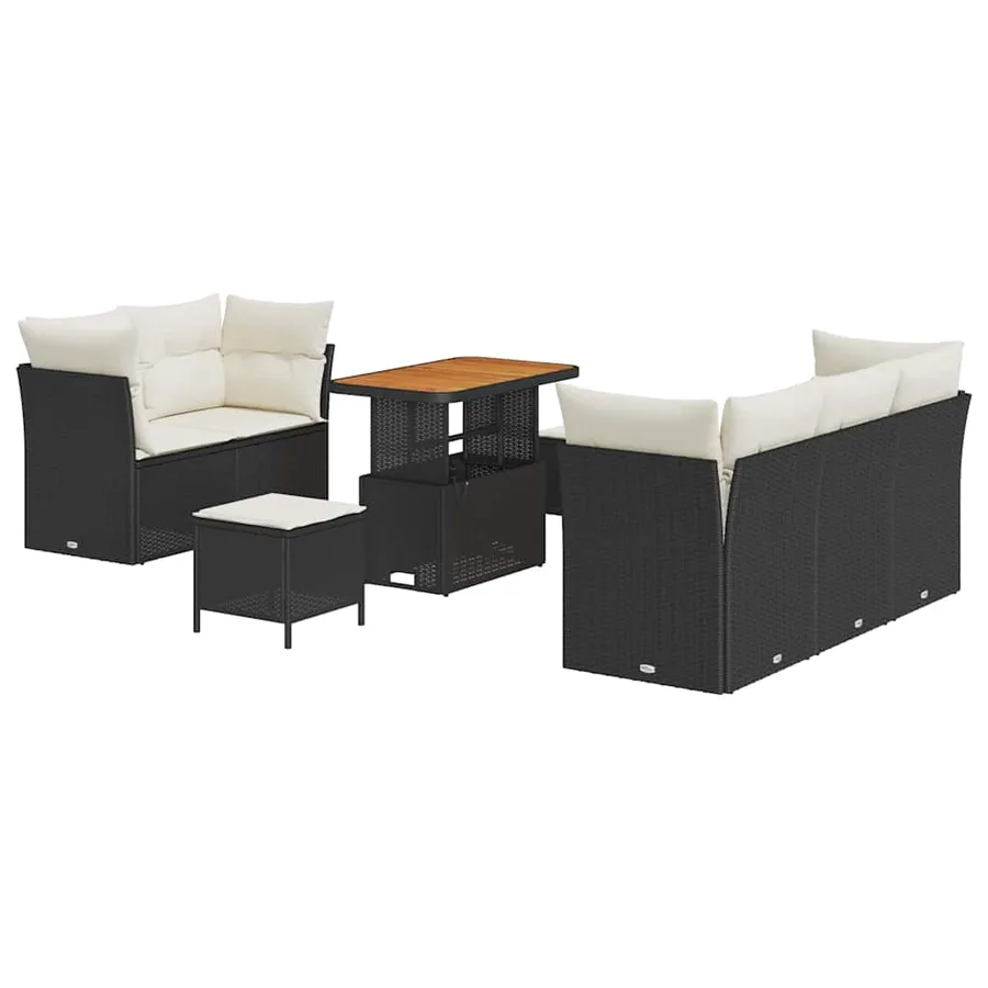 Ensemble de canapé de jardin avec coussin 8 pcs Noir et crème - 2