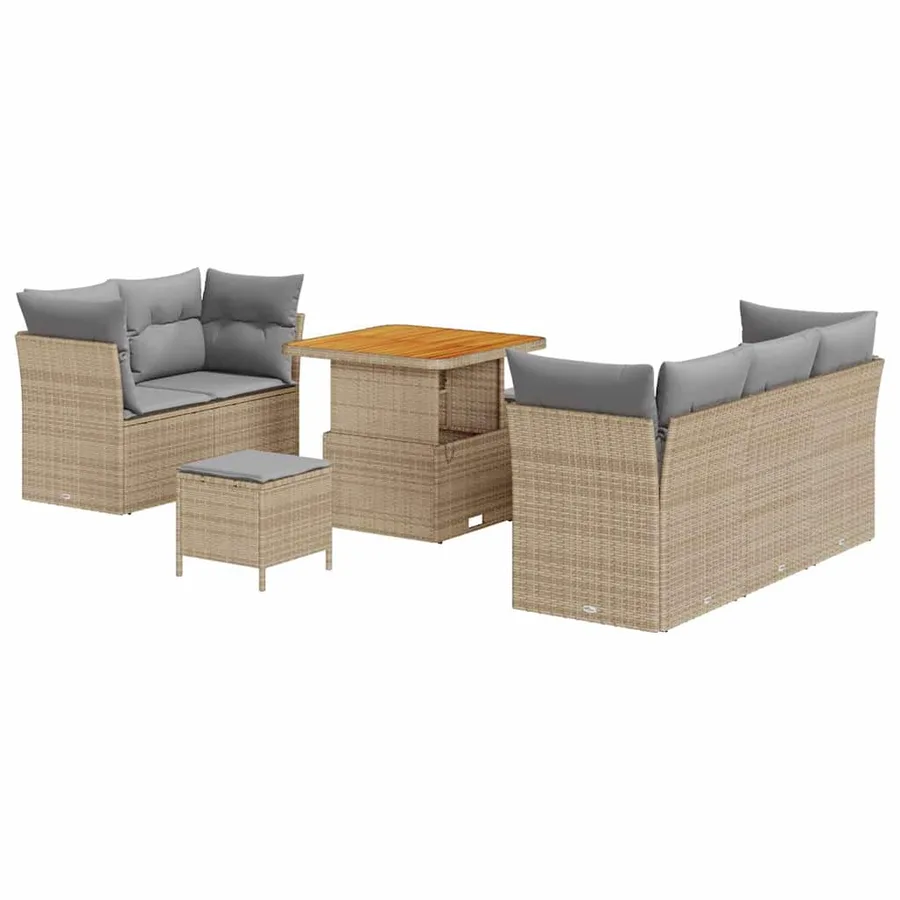 Ensemble de canapé de jardin 8 pcs beige et gris clair - 2