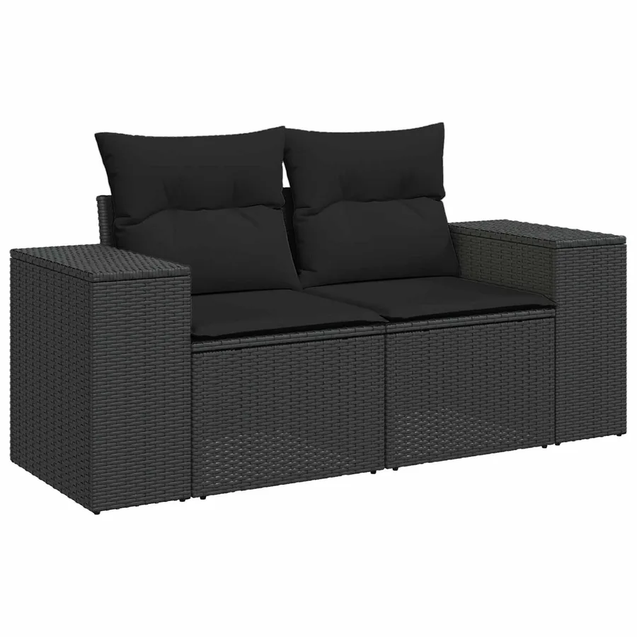 Ensemble de canapé de jardin 8 pcs Noir Poly Rattan - 6