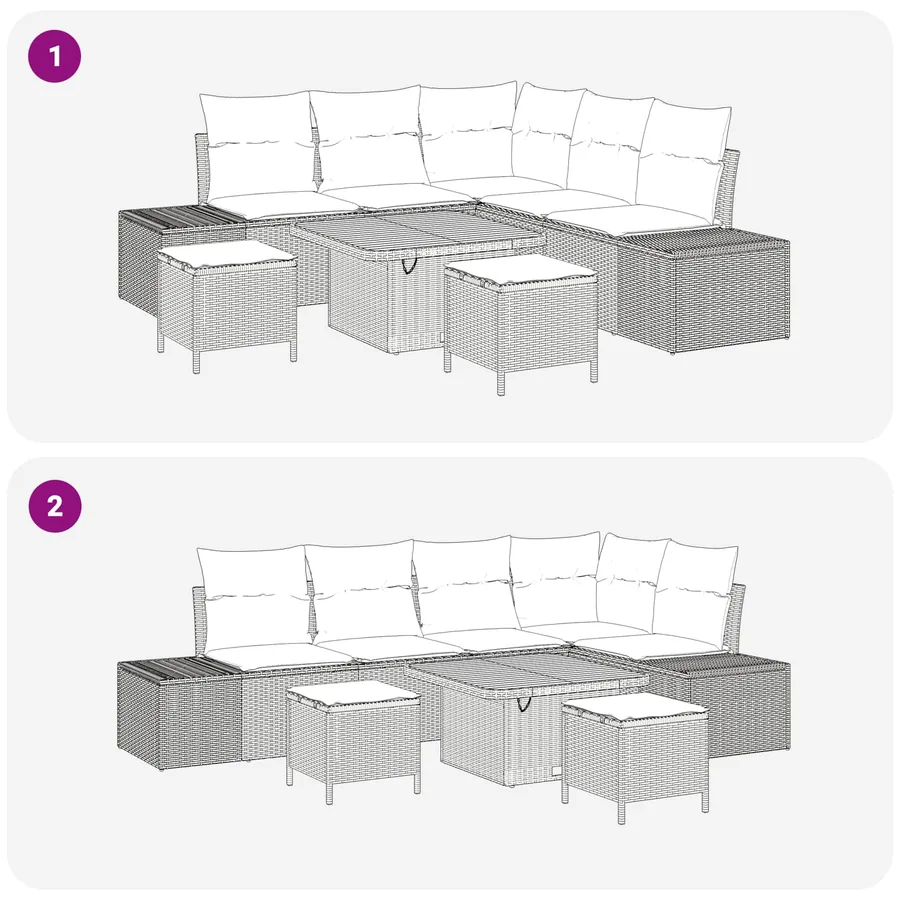 Ensemble de canapé de jardin 8 pcs Beige et Gris clair - 10