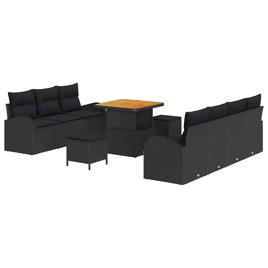 Ensemble de canapé de jardin avec coussin 10 pcs Noir - 2