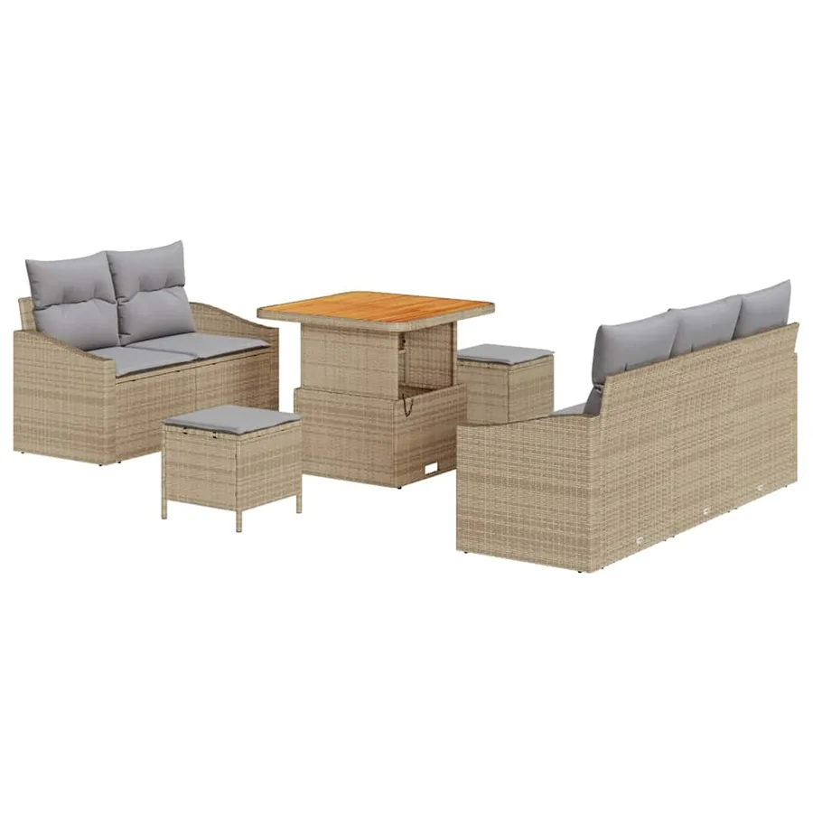 Ensemble de canapé de jardin 8 pcs Beige et Gris clair - 2