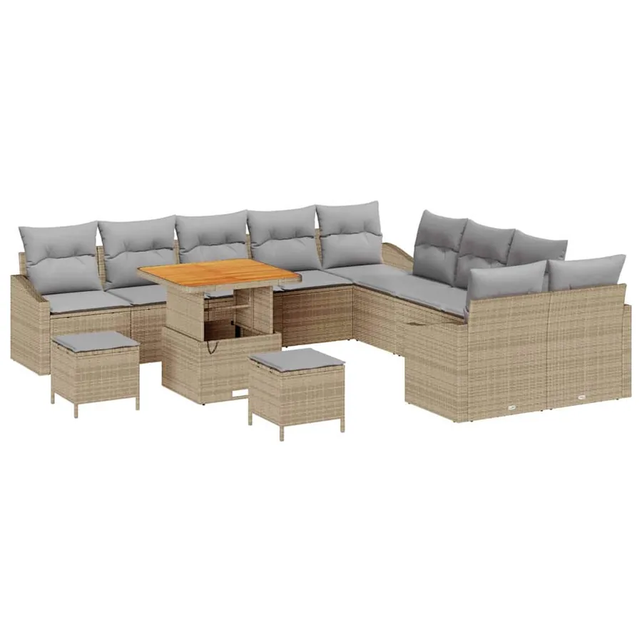 Ensemble de canapé de jardin 13 pcs Beige Poly rotin - 2