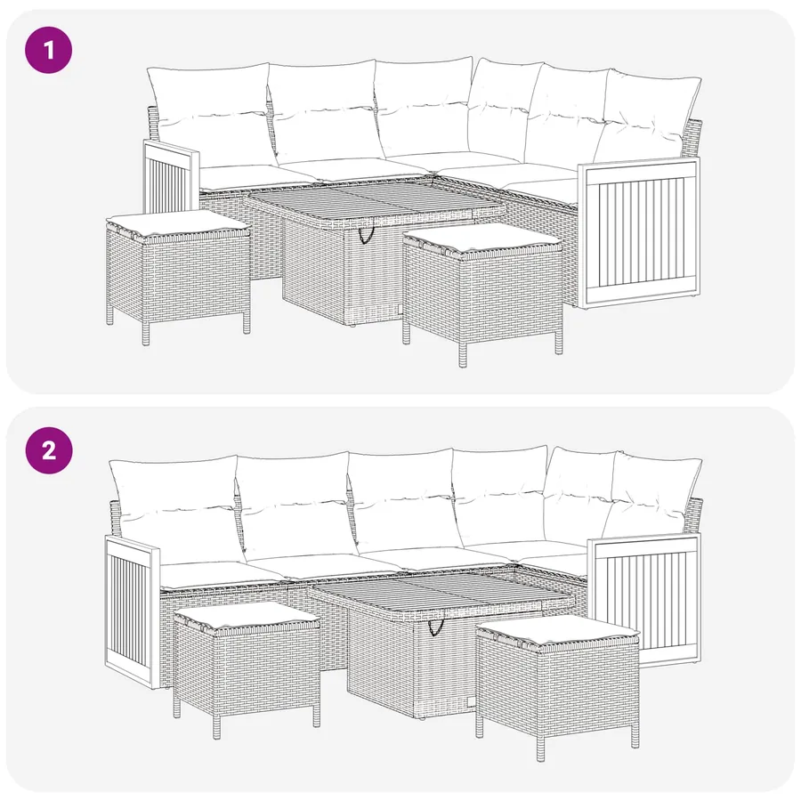 Ensemble de canapé de jardin avec coussin 8 pcs Noir - 10