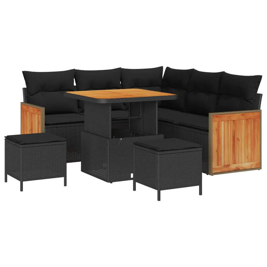 Ensemble de canapé de jardin avec coussin 8 pcs Noir - 2