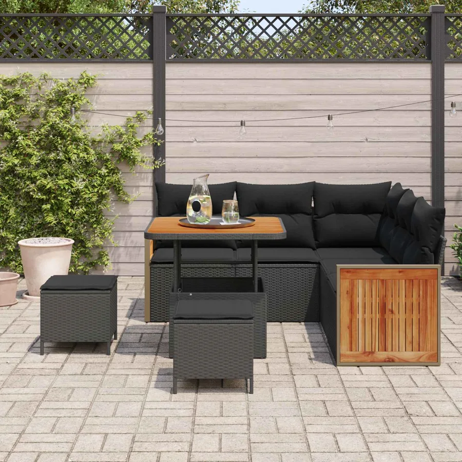 Ensemble de canapé de jardin avec coussin 8 pcs Noir - 3